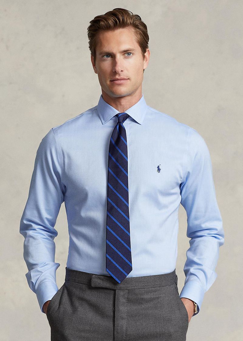 Camisas Polo Ralph Lauren Hombre Slim Fit Poplin Chile Azules GAFZV-8603